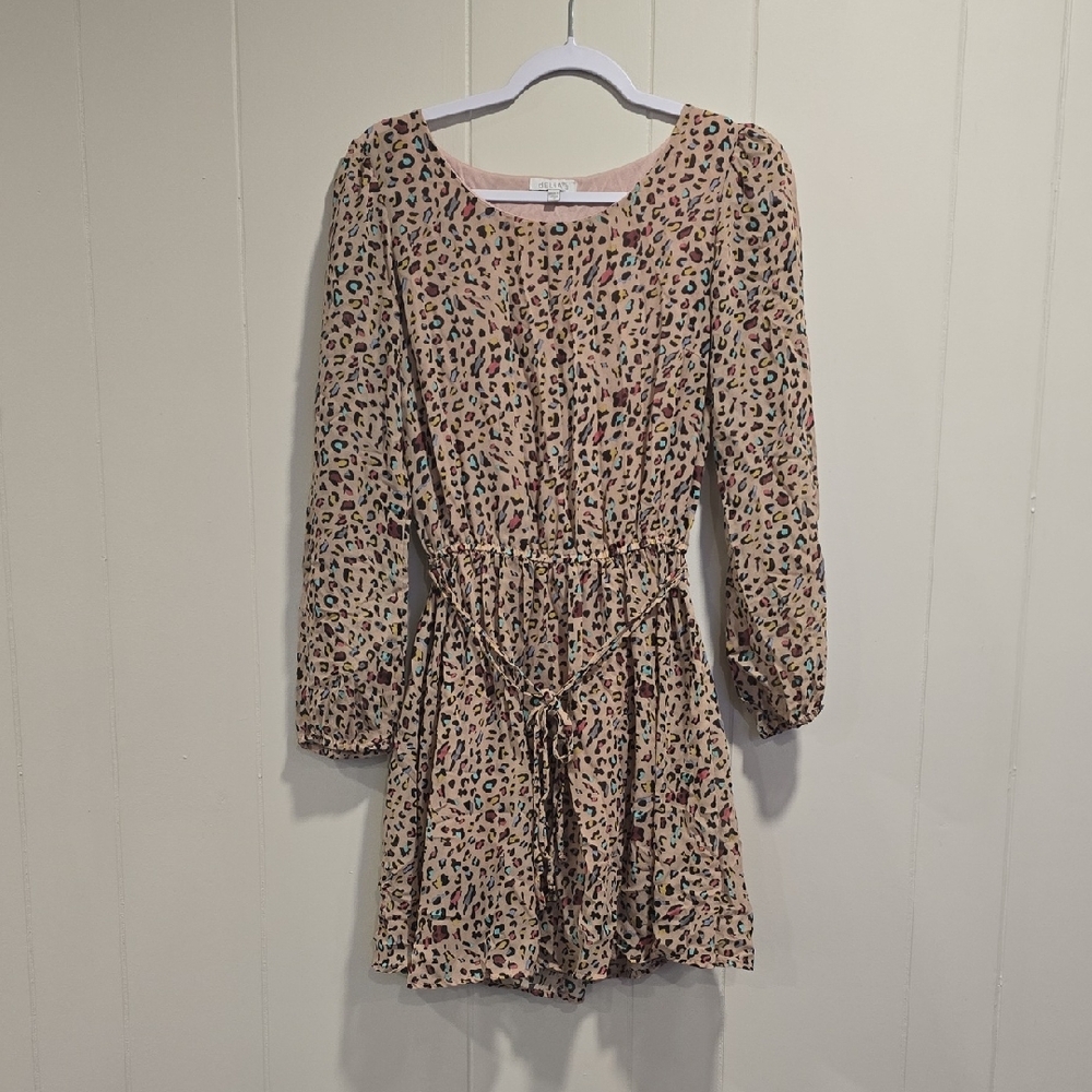 dELiA*s Beige Long Sleeve Mini Dress with Multicolor Spot Print